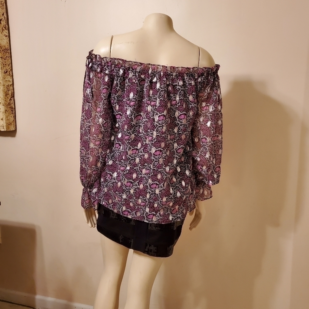 INC International Concepts Off-The-Shoulder Peasant Top Margaret Floral Size S - Picture 5 of 9